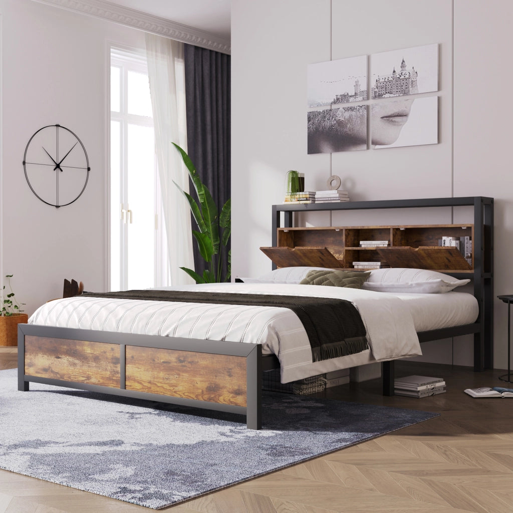 Letto matrimoniale 140 x 200 cm con testiera contenitore