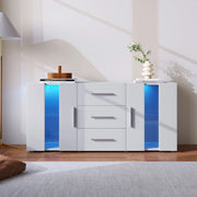 Credenza moderna con LED e USB 140x35x70 cm; bianco