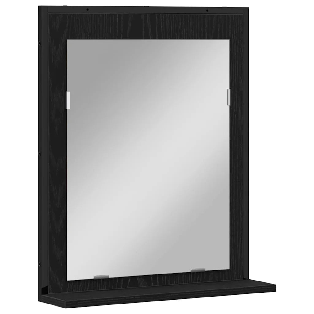 Specchio con lo scaffale Rovere nero 50 x 12 x 60 cm 862222