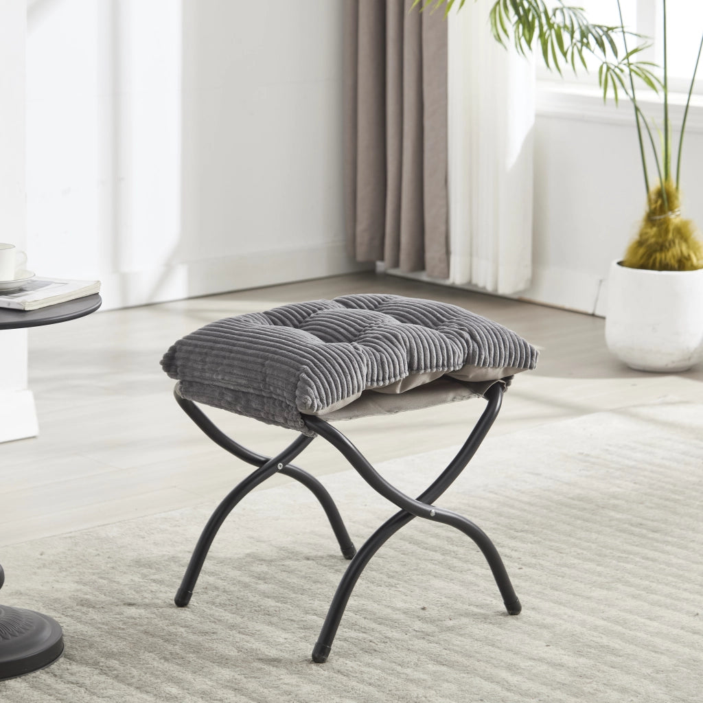 Poltrona Relax con Poggiapiedi e Braccioli ¨C Xylo ¨C Grigio, Tessuto Imbottito