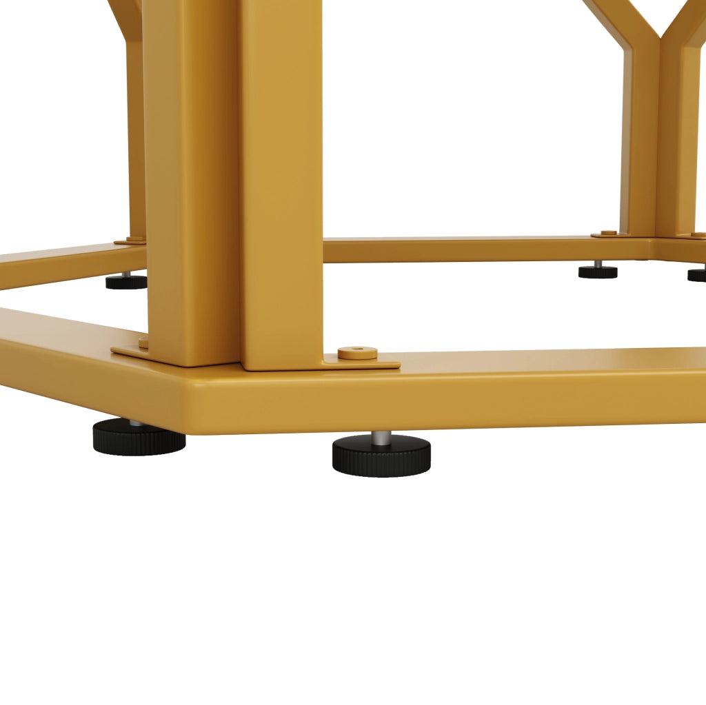 TAVOLO DA PRANZO 100x100x76 cm MDF E METALLO ORO/BIANCO