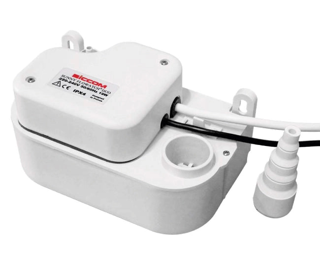 MINI POMPA A PISTONE PER SCARICO CONDENSE MODELLO SUNNY FLOWATCH DUO 220/240V - 50/60HZ. 19W. PORTATA 19L/H   SICCOM