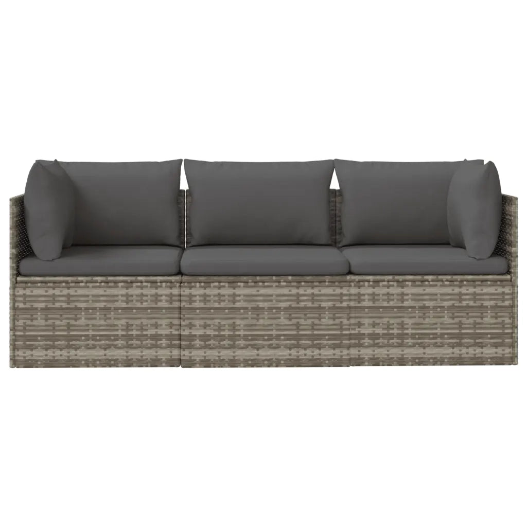 Set Divani da Giardino 3 pz con Cuscini in Polyrattan Grigio 318679