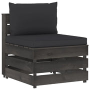 Divano Centrale Modulare con Cuscini in Legno Impregnato Grigio 3068127