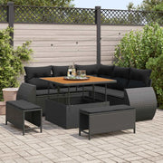 Set Divano da Giardino con cuscino 8 pcs Nero polyrattan 3363814