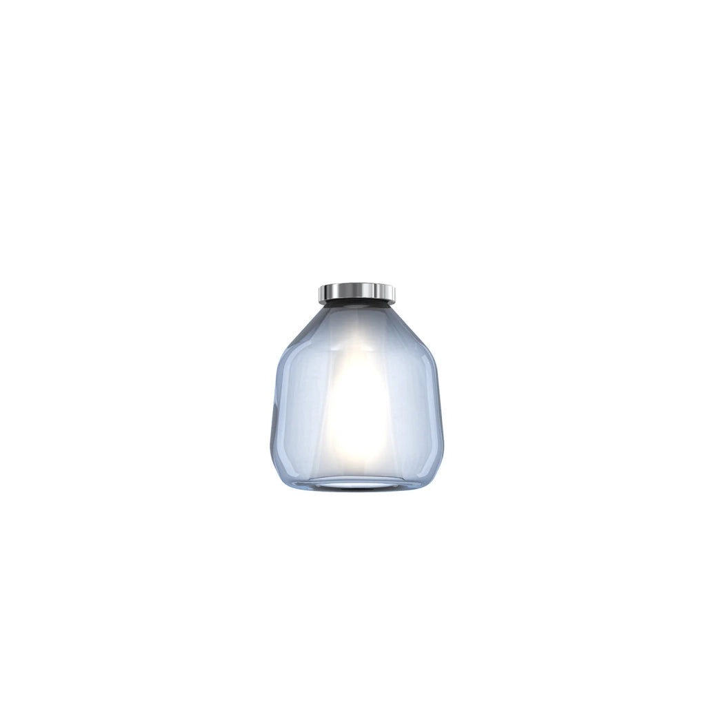 Plafoniera Contemporanea Double Skin Beta Metallo Cromo Vetro Blu 1 Luce E27