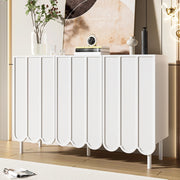 Credenza 120x35x80 cm con ante ondulate e ripiani regolabili in MDF bianco