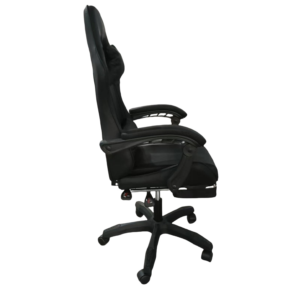 Sedia Gaming da Scrivania con Poggiapiedi e Cuscino Lombare e Cervicale Nero