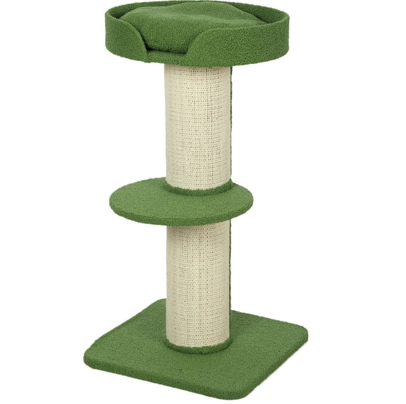 Albero tiragraffi per gatti 91 cm con piattaforma e cuccia, verde
