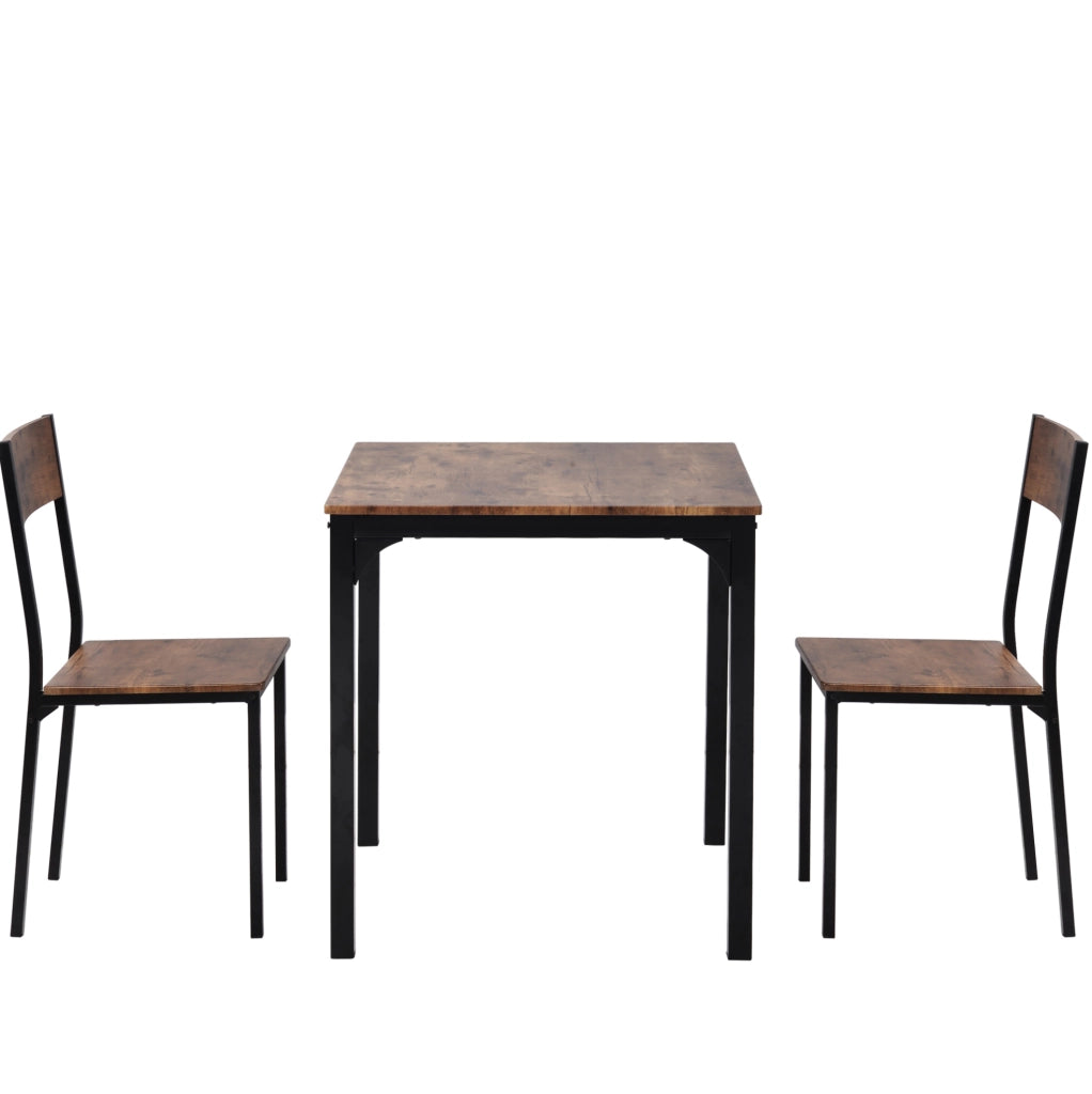 Set pranzo con tavolo 70x70 cm e 2 sedie; marrone