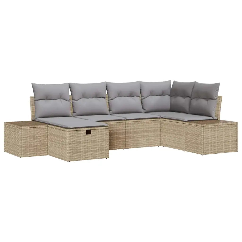 Set Divano da Giardino con cuscino 6 pcs Beige polyrattan 3359379