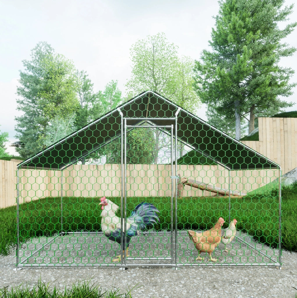 Recinto per animali in acciaio zincato 3 x 2 x 2 m con tetto in PE impermeabile e chiusura di sicurezza