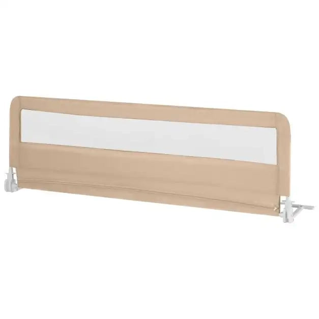 Barriera Letto per Bambini Pieghevole 180x56 cm Spondina di Sicurezza in Acciaio e Tessuto Oxford Beige