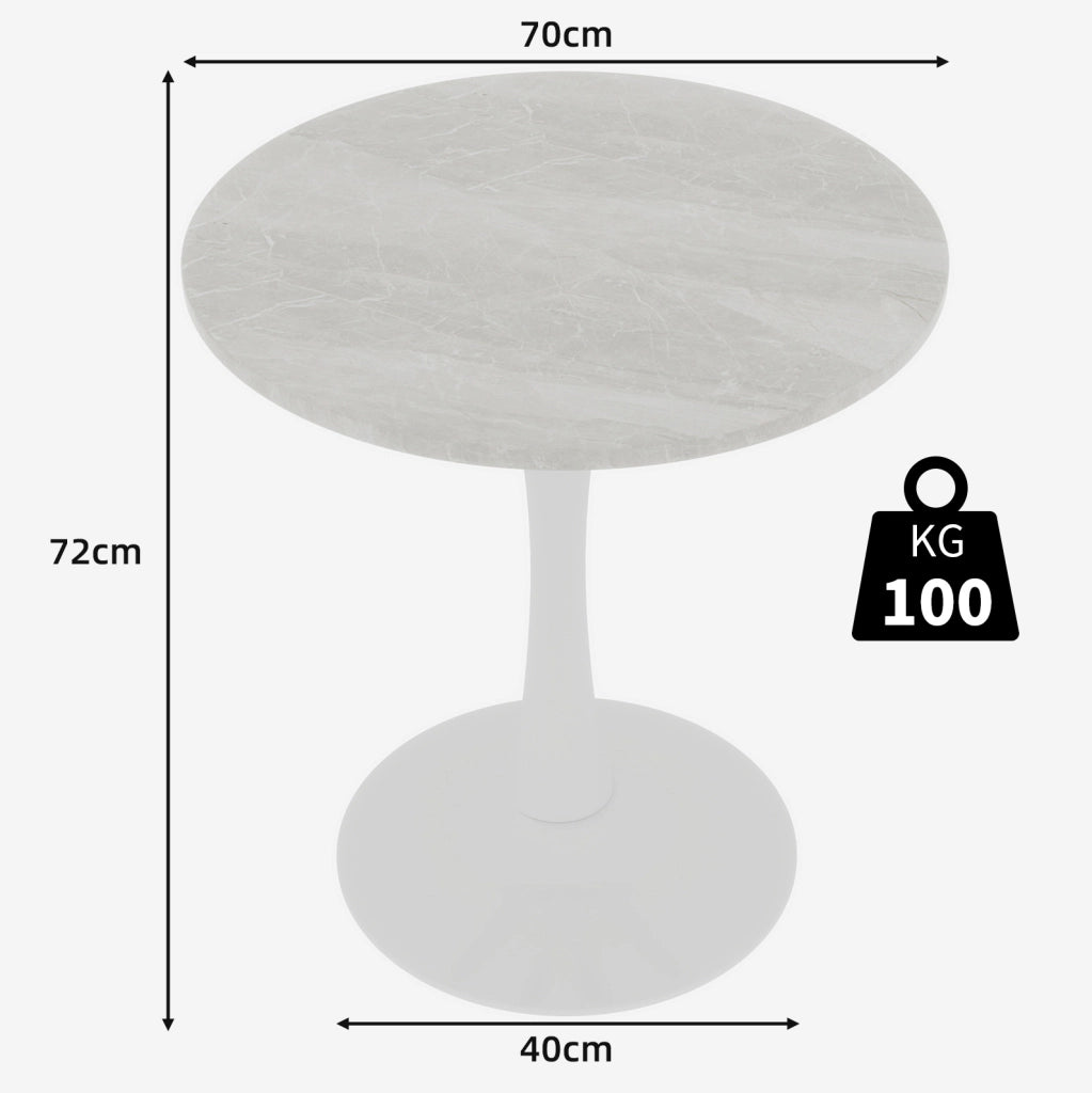TAVOLO BASSO Rotondo 70 cm Bianco in marmo artificiale