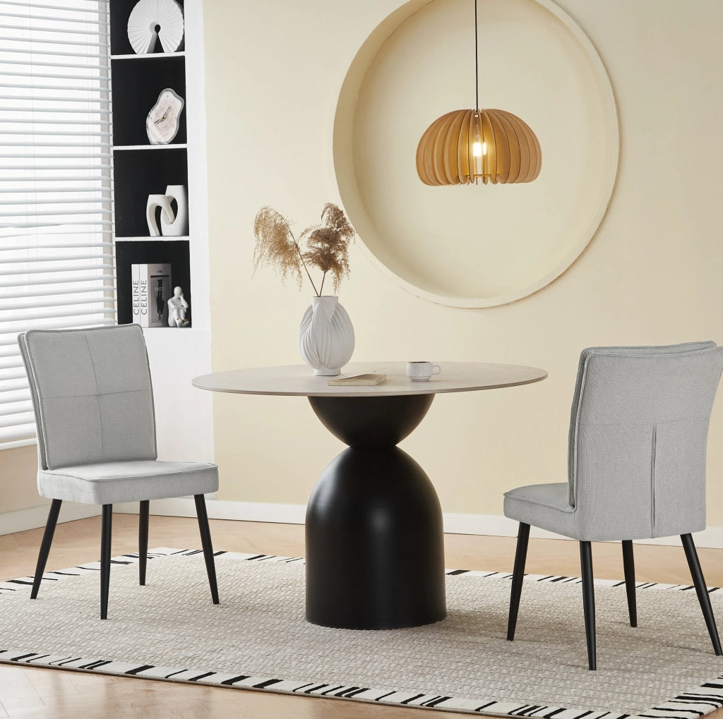 SEDIA da pranzo Set da 2 pezzi in ciniglia grigio chiaro e metallo