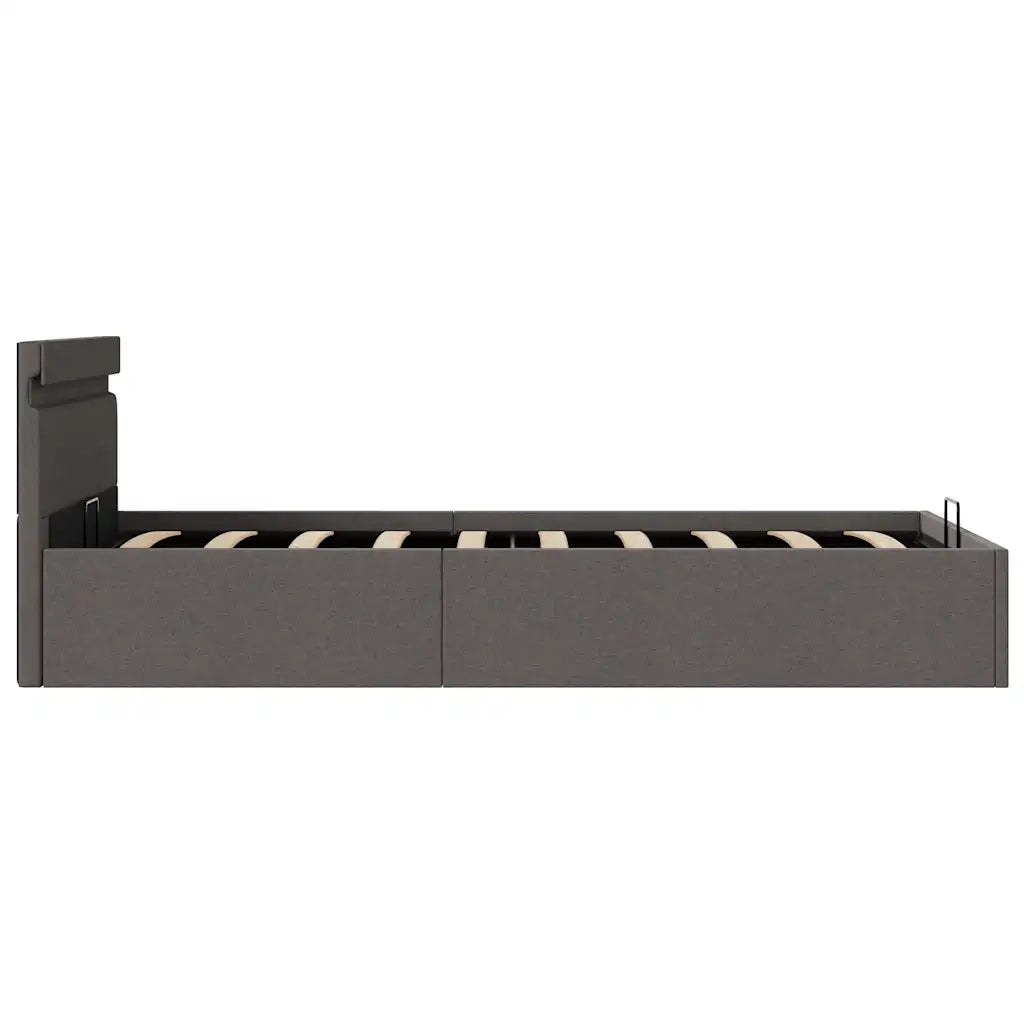 Giroletto con Contenitore e LED Grigio Scuro Tessuto 90x200 cm
