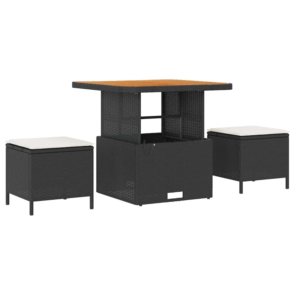 Set Divano da Giardino con cuscino 10 pcs Nero e crema 3363525