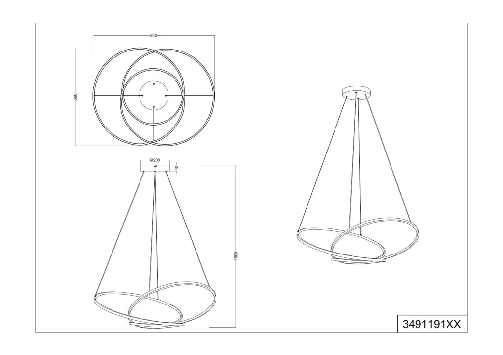 Lampada a sospensione LED, metallo, bianco, D 75 cm, Darvin