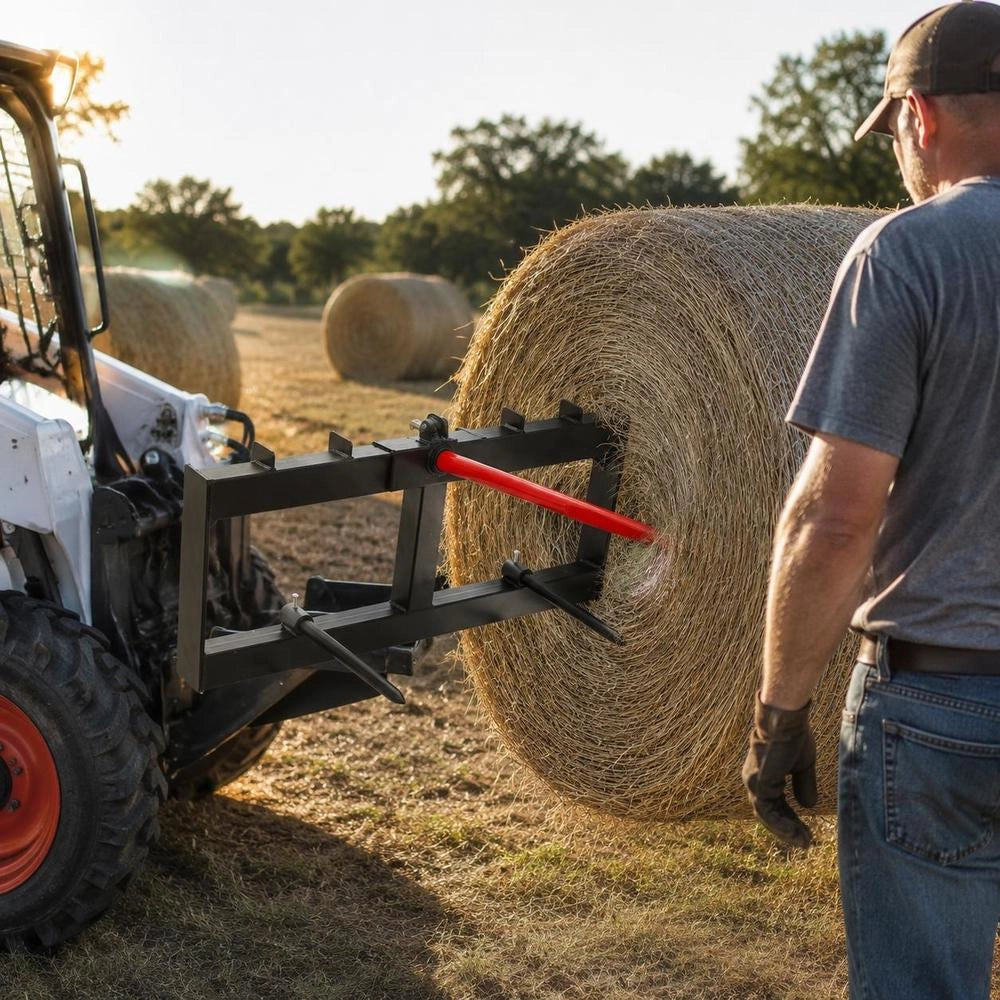 Front Loader Tines, 725kg Load Capacity, Bale Tines, Bale Spikes, Bale Transport Forks With One Spike And Two Stabilizing Spikes, Heavy-duty Tines Compatible With Compact Loaders And Tractors