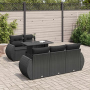 Set Divano da Giardino 6 pz con Cuscini Nero in Polyrattan 3326566