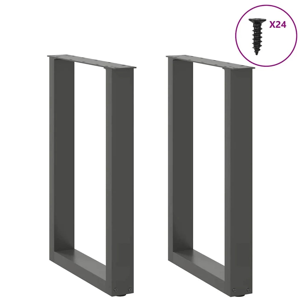 Set di 2 gambe regolabili per tavolo da pranzo a forma di U 50 x 72 cm design moderno ambiente elegante acciaio antracite 02_0057418