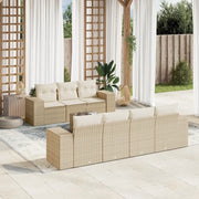 Set Divano da Giardino 8 pz con Cuscini Beige in Polyrattan 3222327