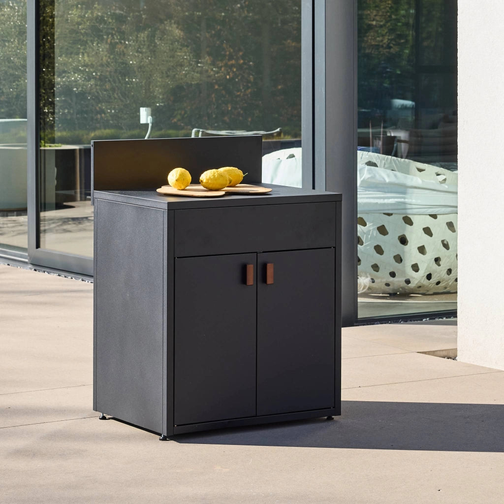 Cucina da esterno modulare in acciaio con 2 ante, 80cm, nero