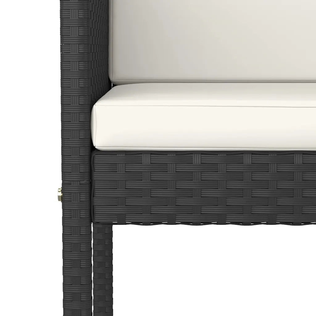 Set Bar da Giardino 5 pz con Cuscini Polyrattan Nero 3094775