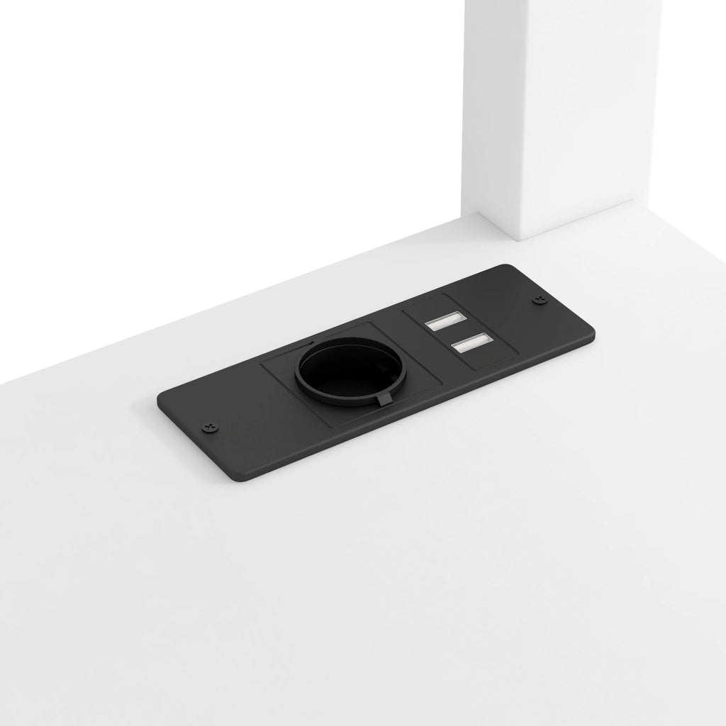 Letto a soppalco 140x200 cm bianco con scrivania; 2 cassetti; ripiani; LED e USB
