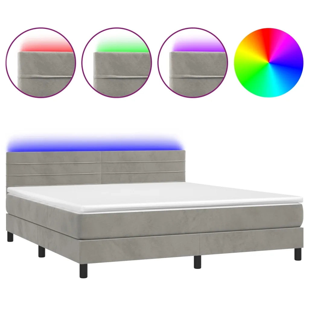 Letto a Molle con Materasso e LED Grigio Chiaro 160x200 cm 3134471