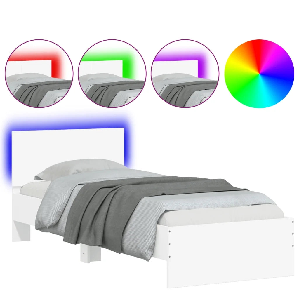 Giroletto con Testiera e LED Bianco 90x190 cm 838834