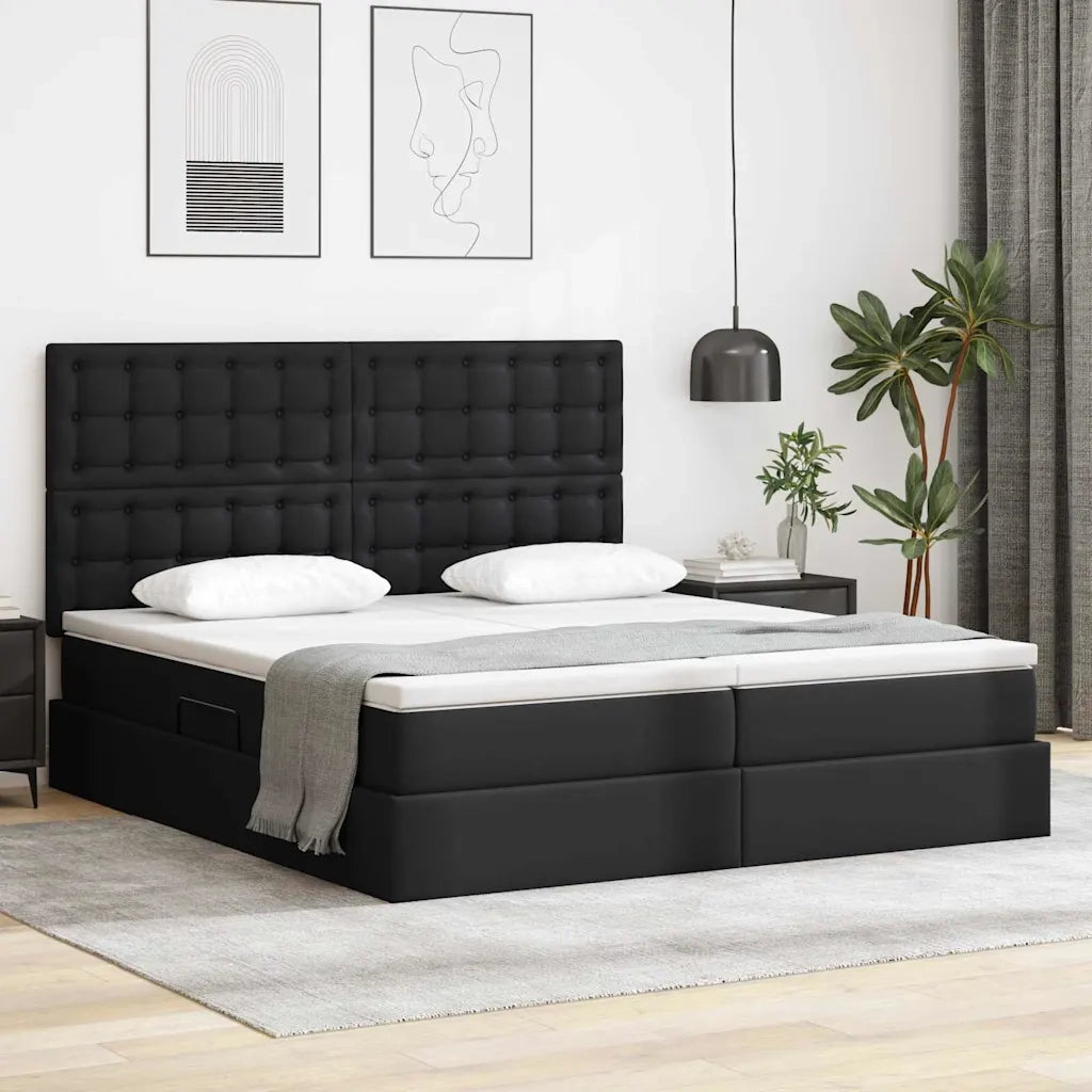 Letto con contenitore e materasso Nero 180 x 200 cm