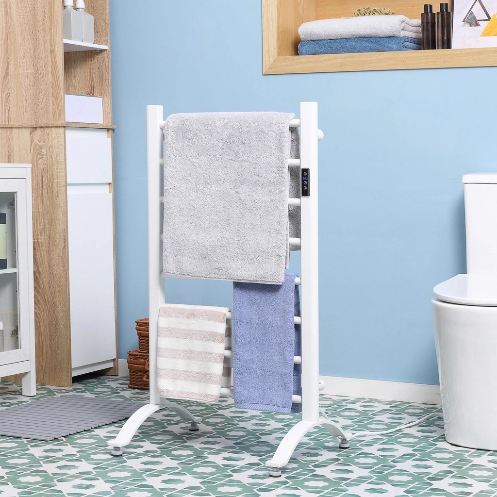 Scaldasalviette Elettrico 8 Barre 50x45x80 cm in Acciaio al Carbonio Bianco