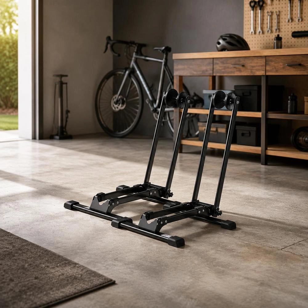 Bicycle Stand, 2-pack, Foldable, Compatible With Mountain Bikes & Bicycles 508–736.6 Mm In Diameter, Carbon Steel Parking Stand, Ideal For Small Spaces, Entryways, Garages