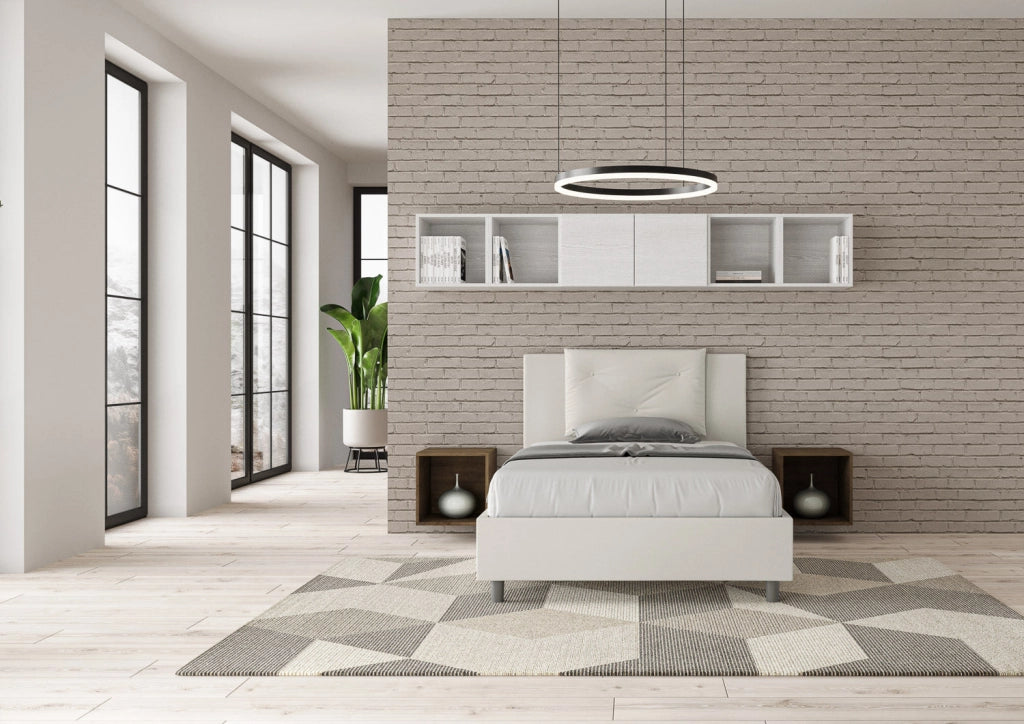 Letto 1 Piazza e Mezzo 120x210 cm Senza Rete Appia Bianco
