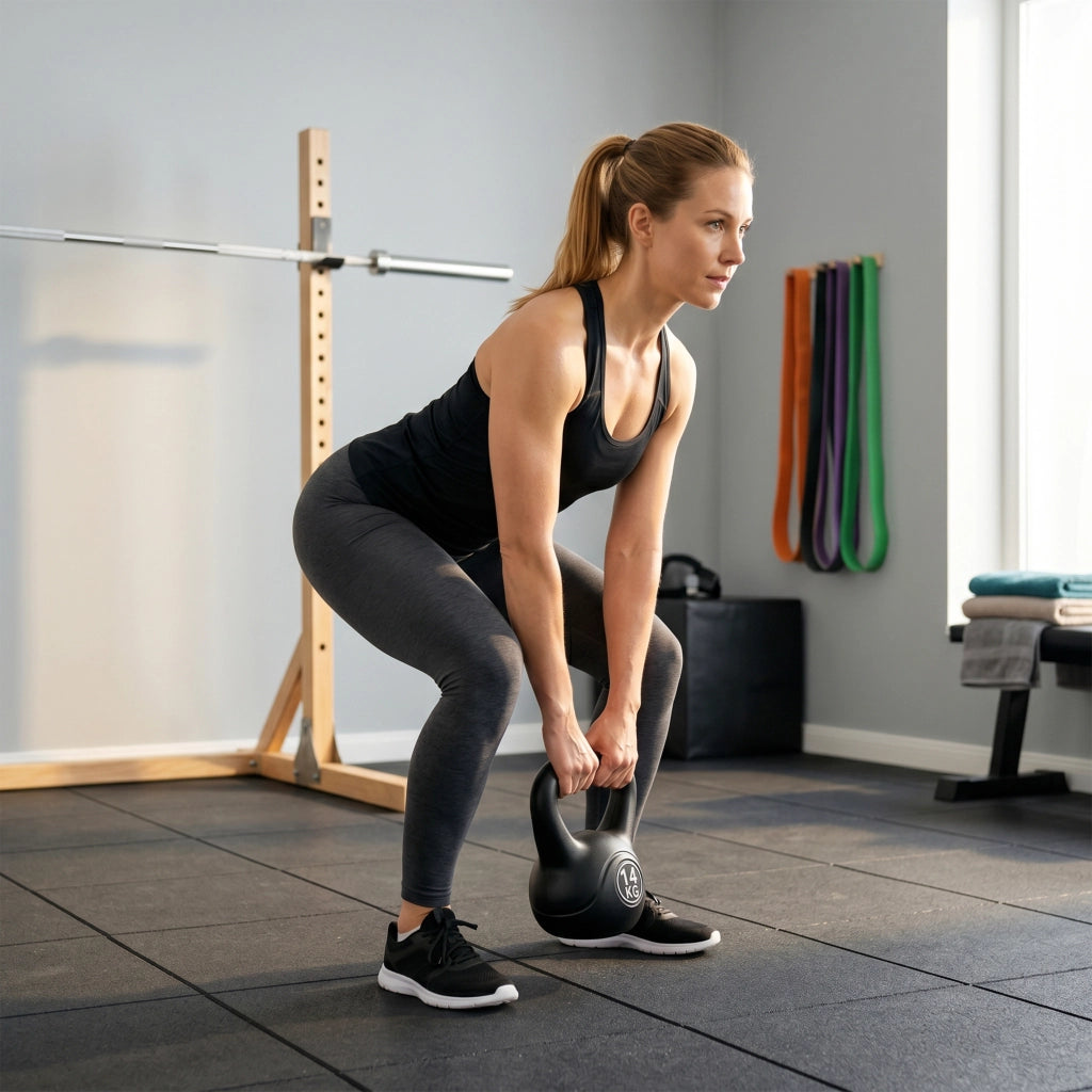 Kettlebell 14kg con Base Piatta e Impugnatura in Plastica e Sabbia Nero