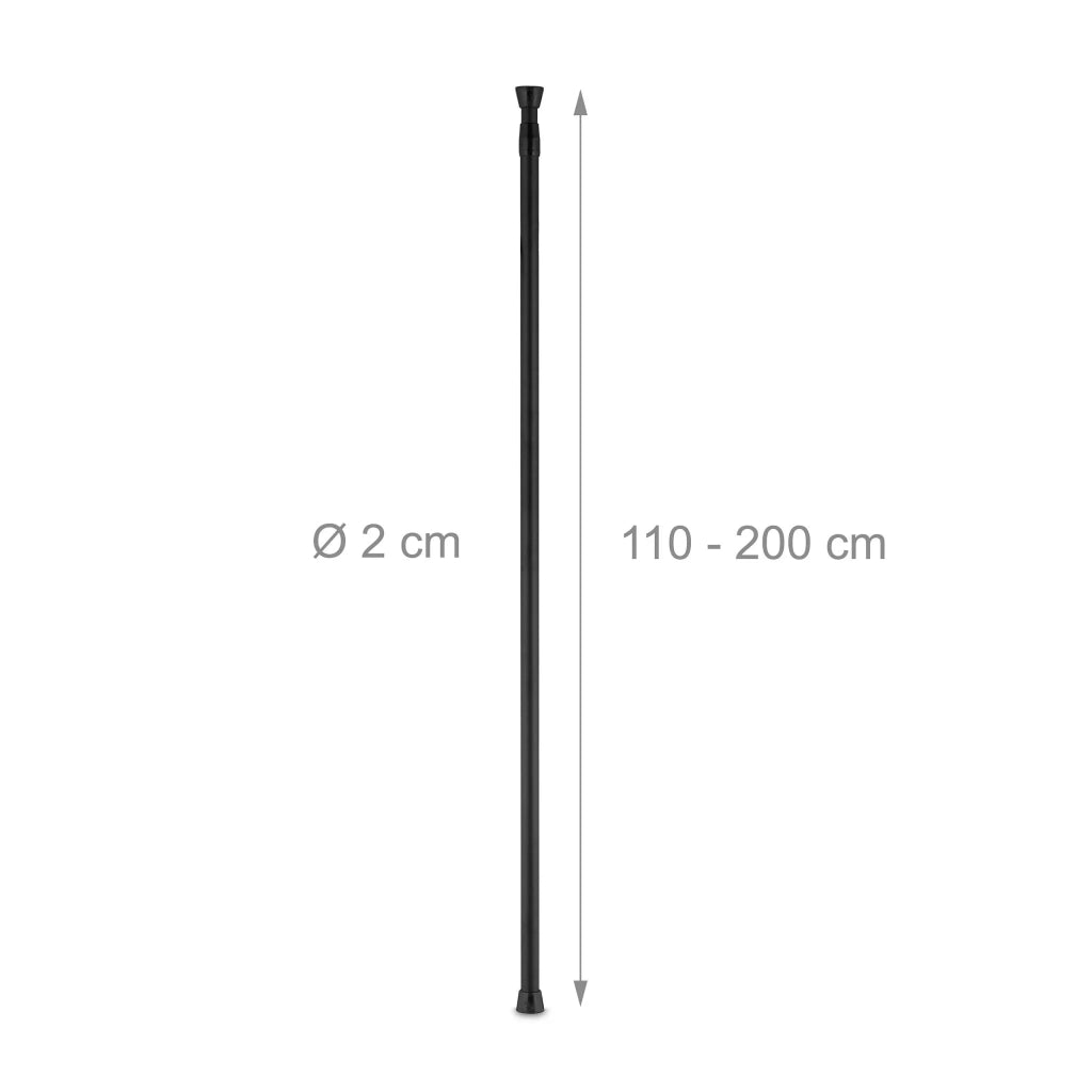 Bastone estensibile per tenda o doccia 66-110 cm montaggio facile design neutro in acciaio inossidabile nero 13_0013968
