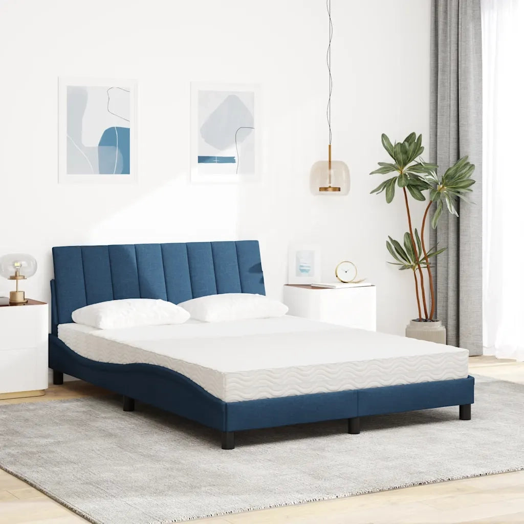 Letto con Materasso Hanko Blu 140x200 cm in Tessuto