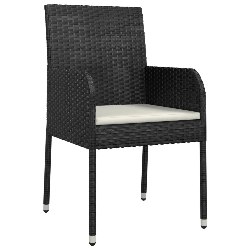 Set da Pranzo da Giardino 9 pz con Cuscini Nero in Polyrattan 3185016