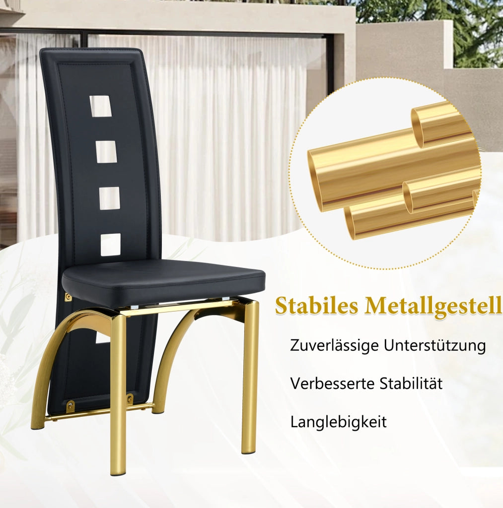 SEDIA da pranzo Set 2 unità 102,5 cm PU nero e metallo oro