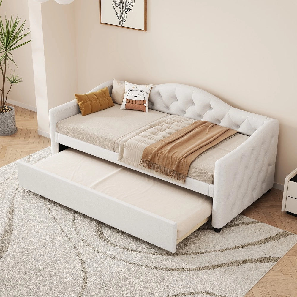 Letto singolo estraibile tessuto ¨C Minimal ¨C beige 90x200cm