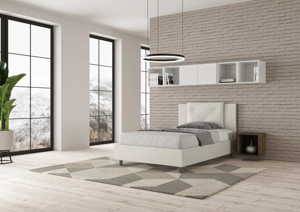 Letto 1 Piazza e Mezzo 120x210 cm Senza Rete Appia Bianco