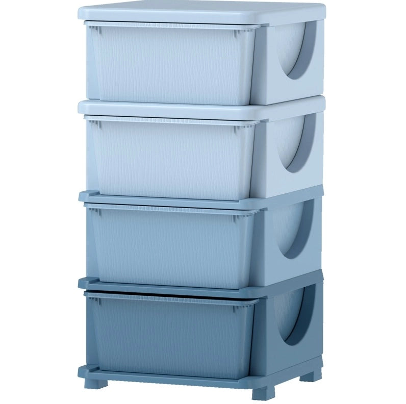 Cassettiera portaoggetti per bambini con 4 cassetti, plastica blu