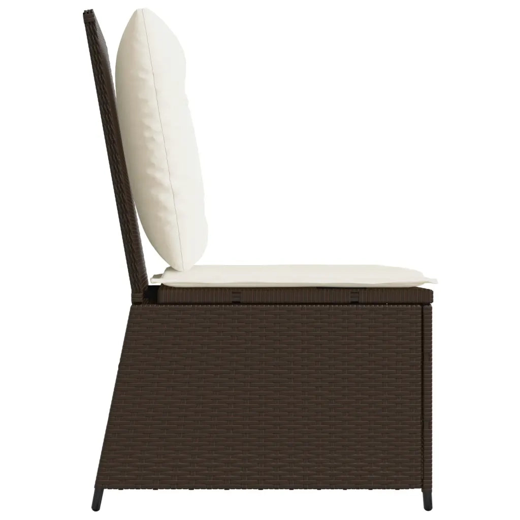 Divano Reclinabile da Giardino con Cuscini Marrone Polyrattan 368974