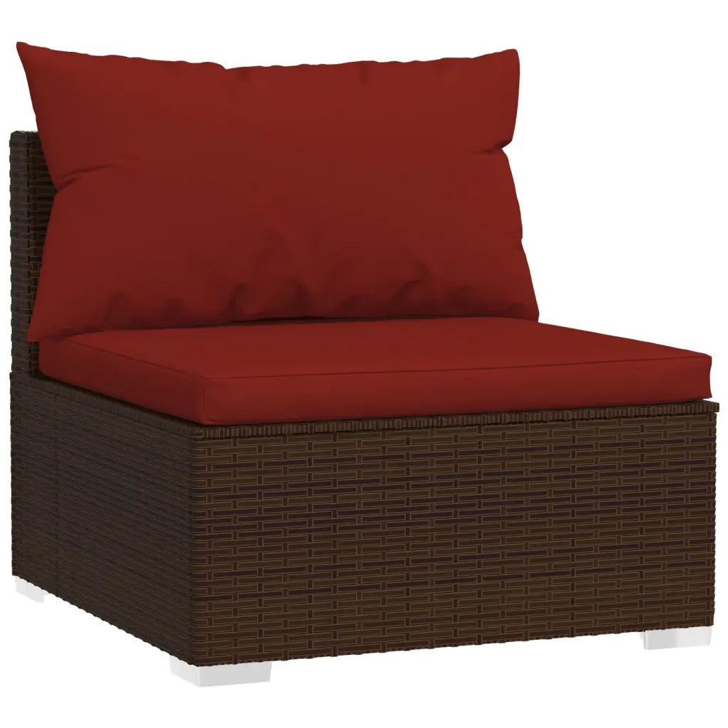Set Divani da Giardino 10 pz con Cuscini in Polyrattan Marrone 3102795
