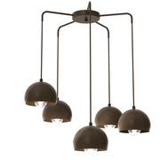 Lampada sospesa Sool 5 luci E27 metallo marrone Luminex