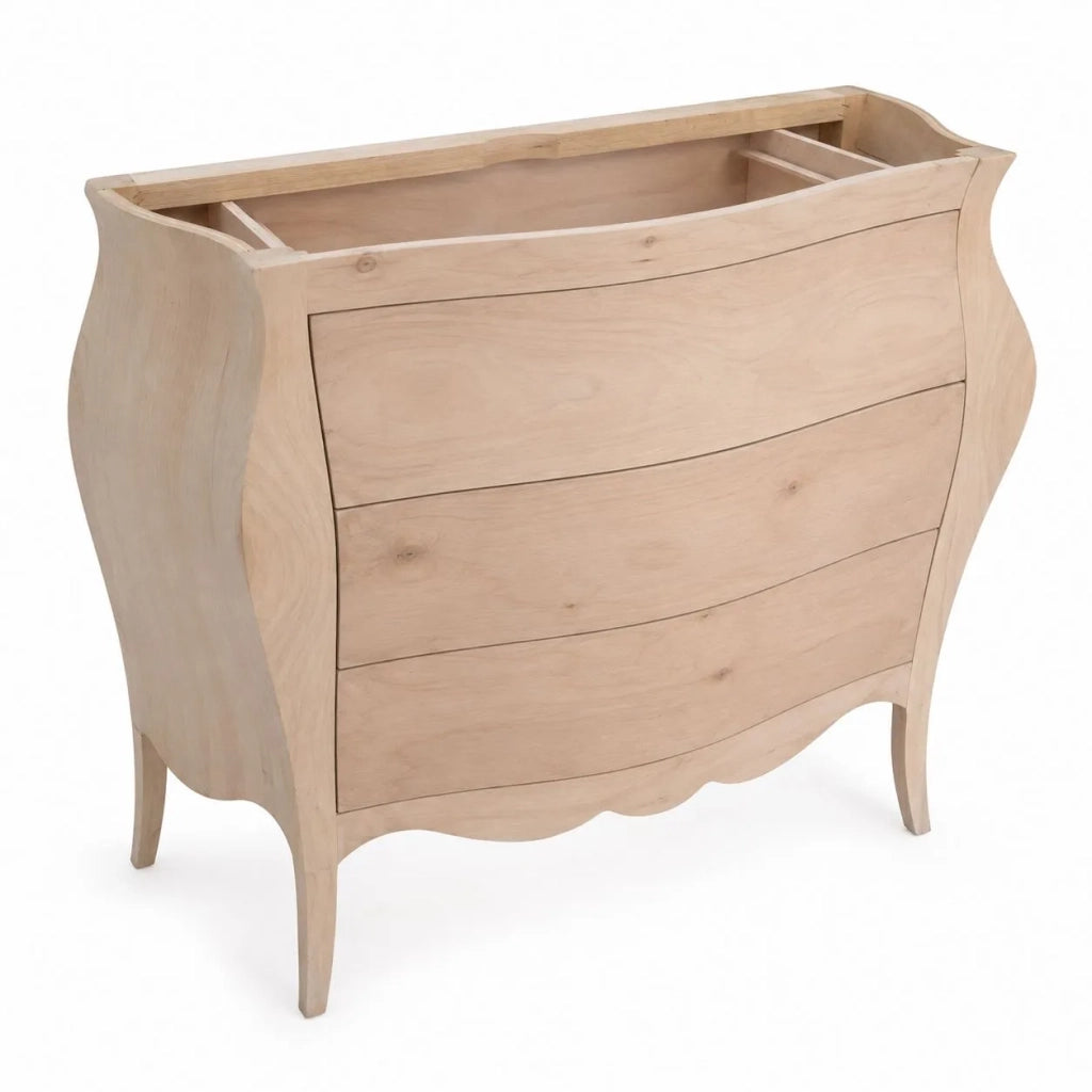 Mobile bagno bombato 3 cassetti grezzo  l.108 p.55 h.82 (3030) - Mobili 2G