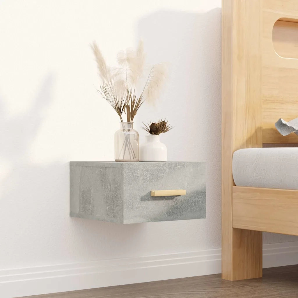 Comodini a Muro 2 pz Grigio Cemento 35x35x20 cm 812843
