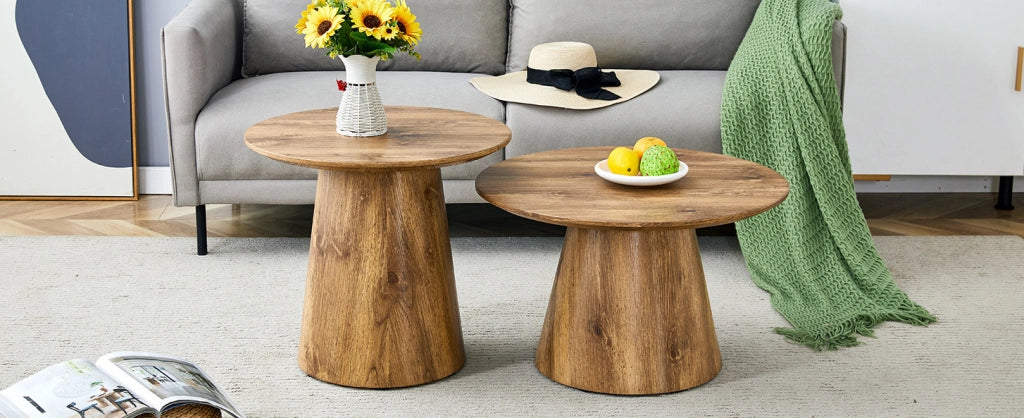 TAVOLINI Set da 2 pezzi 50x48 cm + 60x35 cm MDF effetto legno