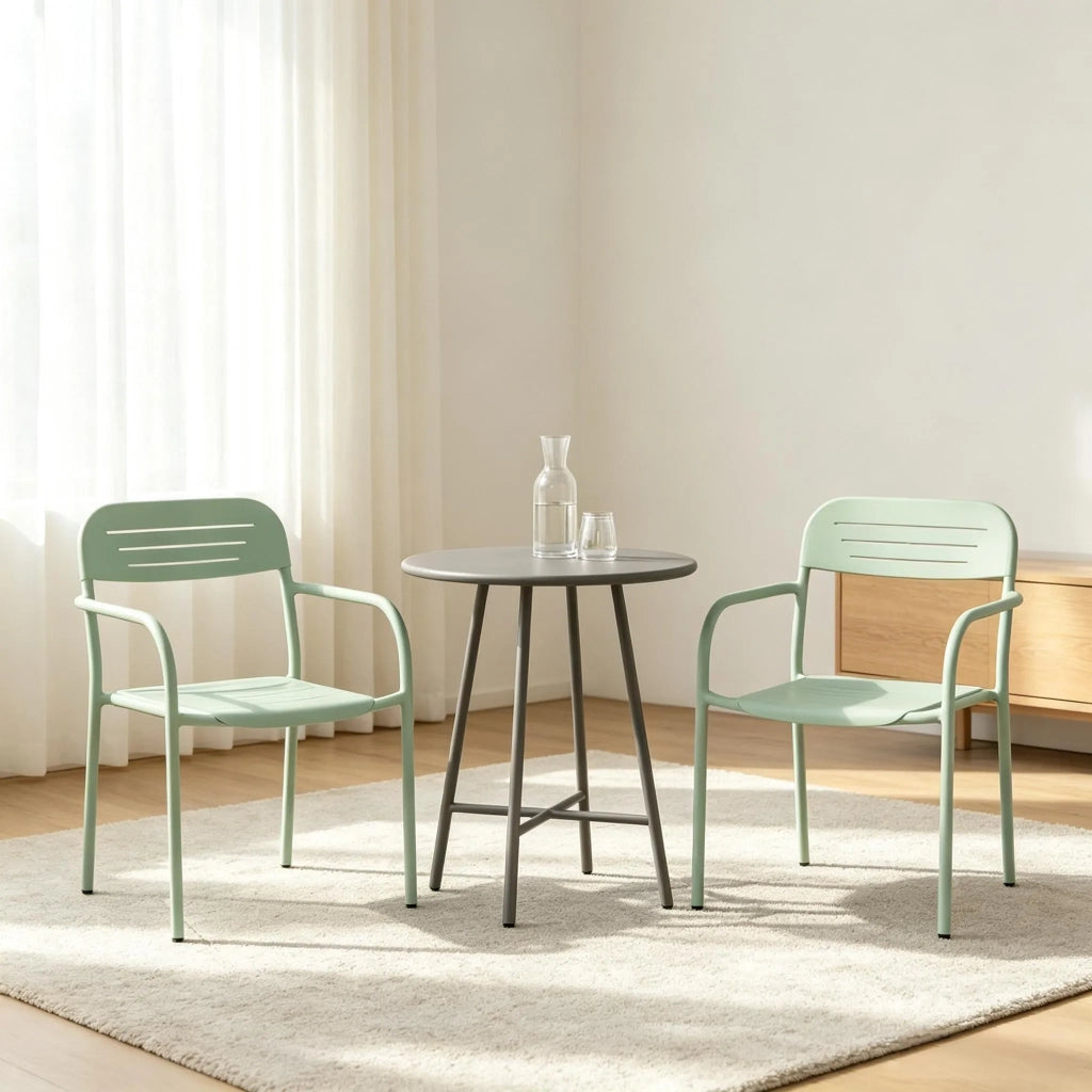 Set 2 sedie da giardino moderne, design compatto, impilabili